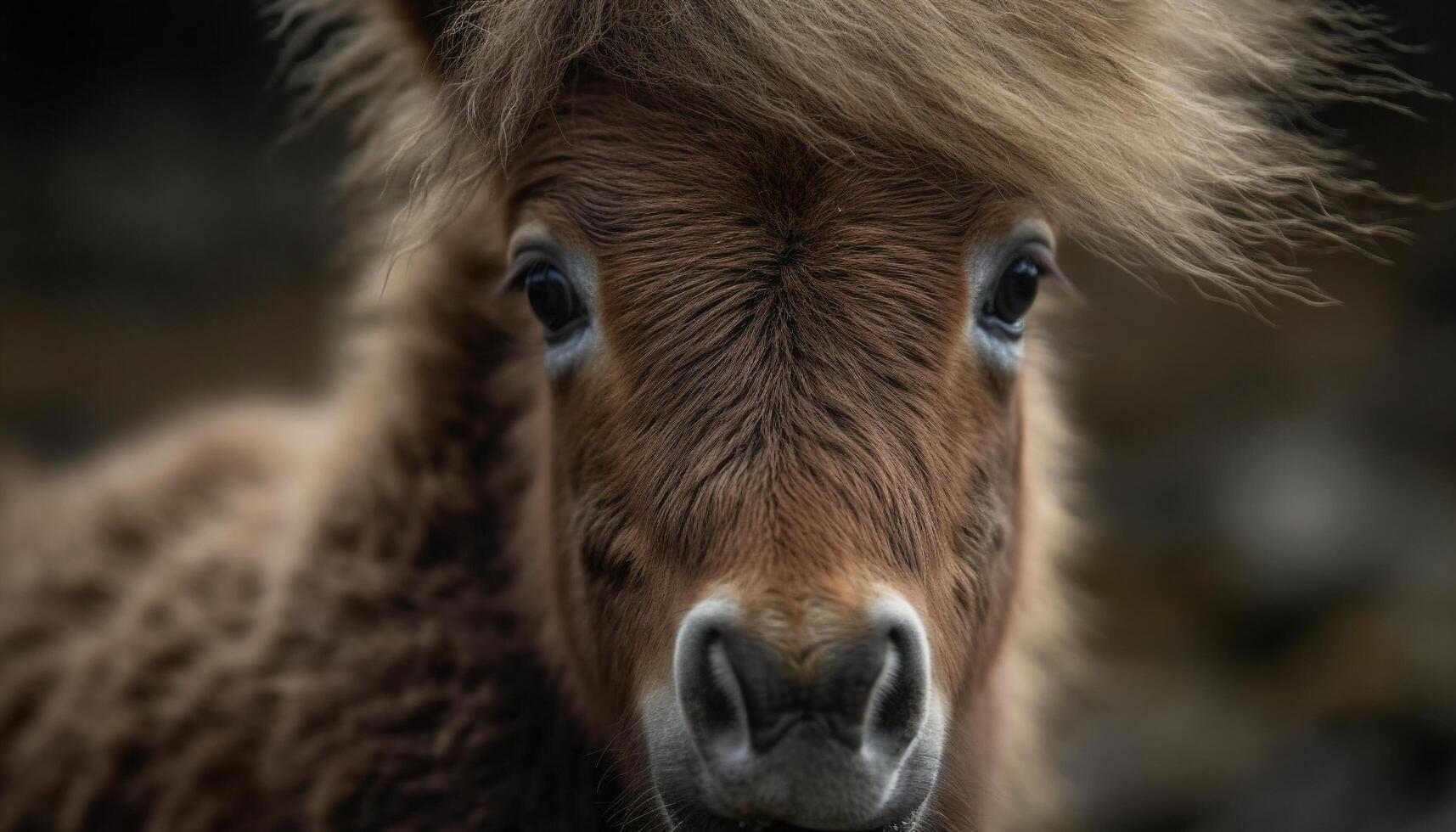 fofa cavalo potro pastar dentro rural Prado gerado de ai foto