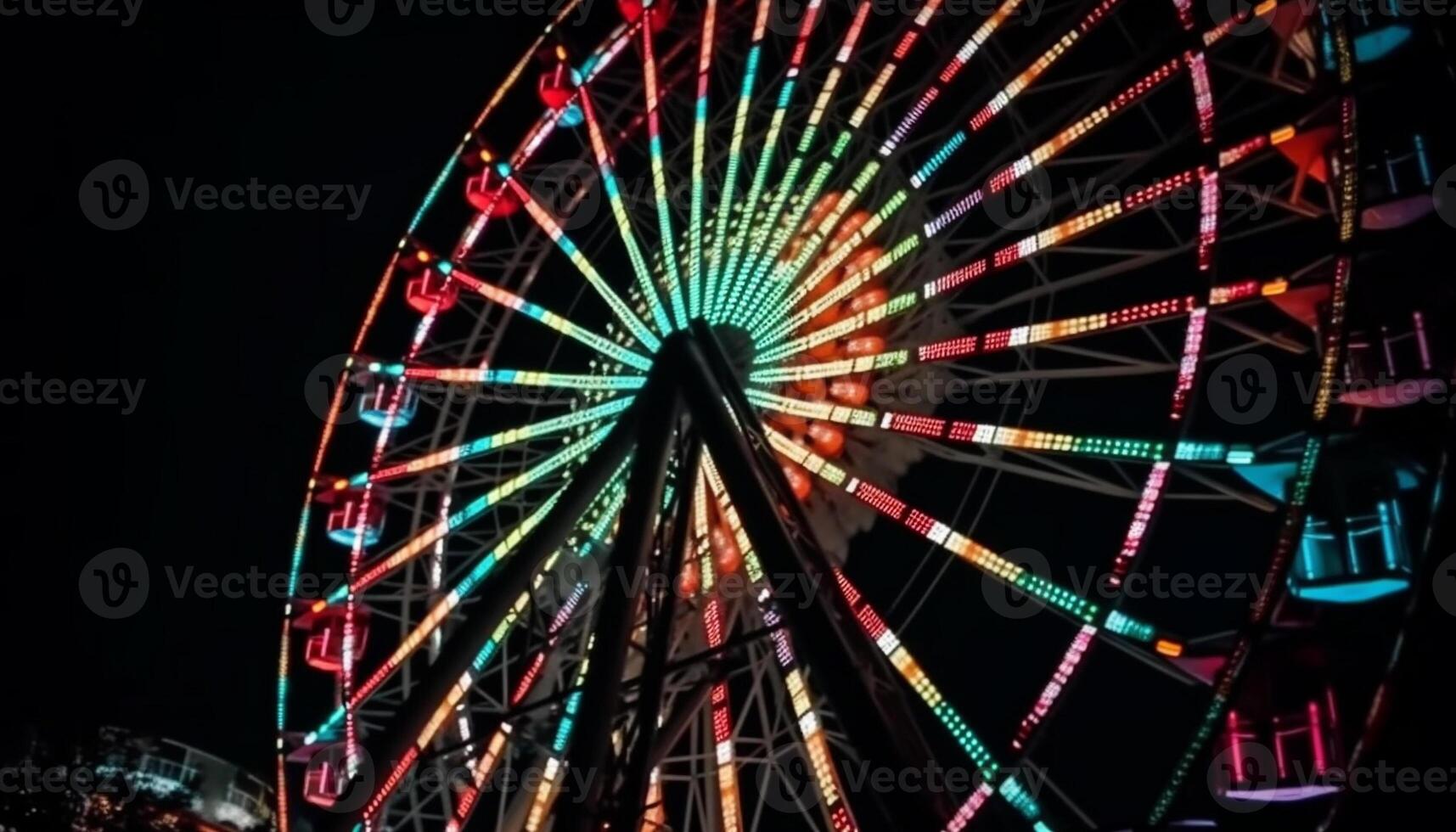 fiação roda do vibrante cores, carnaval excitação gerado de ai foto