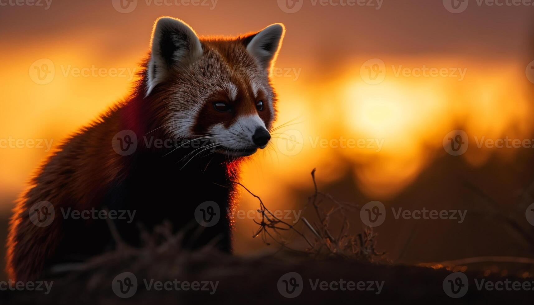 vermelho Raposa olhando fixamente, alerta dentro tranquilo floresta gerado de ai foto