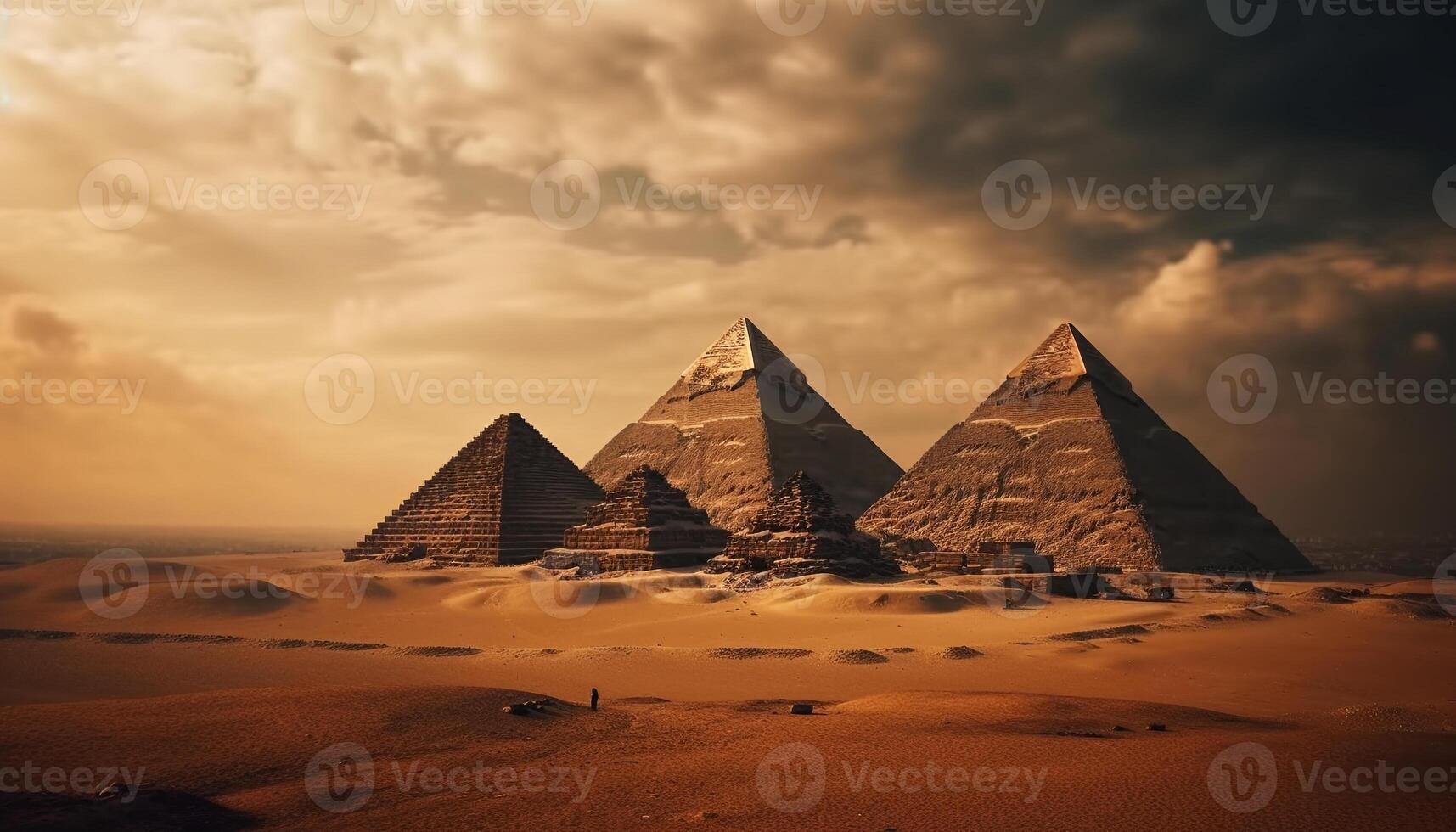 egípcio cultura antigo faraós construído majestoso pirâmide em forma túmulos gerado de ai foto