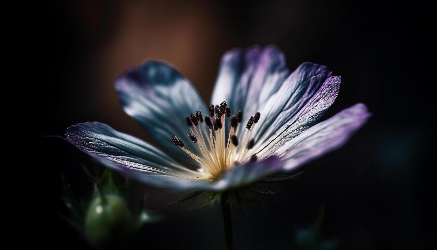 suave foco em solteiro roxa flores silvestres dentro Prado, beleza dentro natureza gerado de ai foto