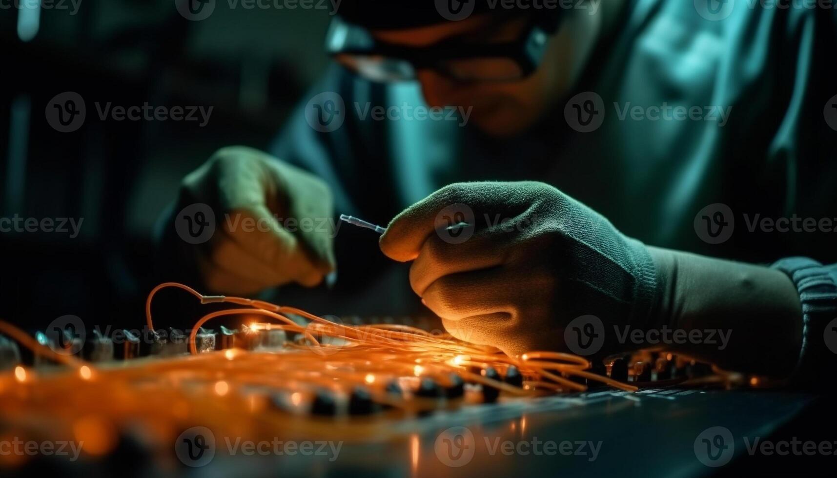 jovem adulto técnico de solda metal com precisão e perícia gerado de ai foto