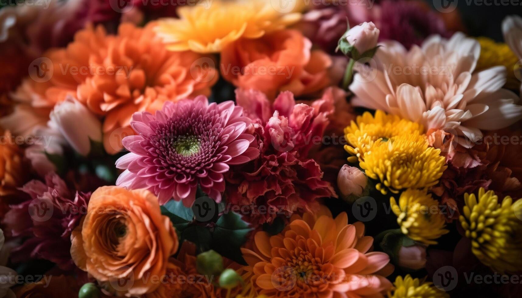 vibrante ramalhete do multi colori flores dentro uma verde vaso gerado de ai foto