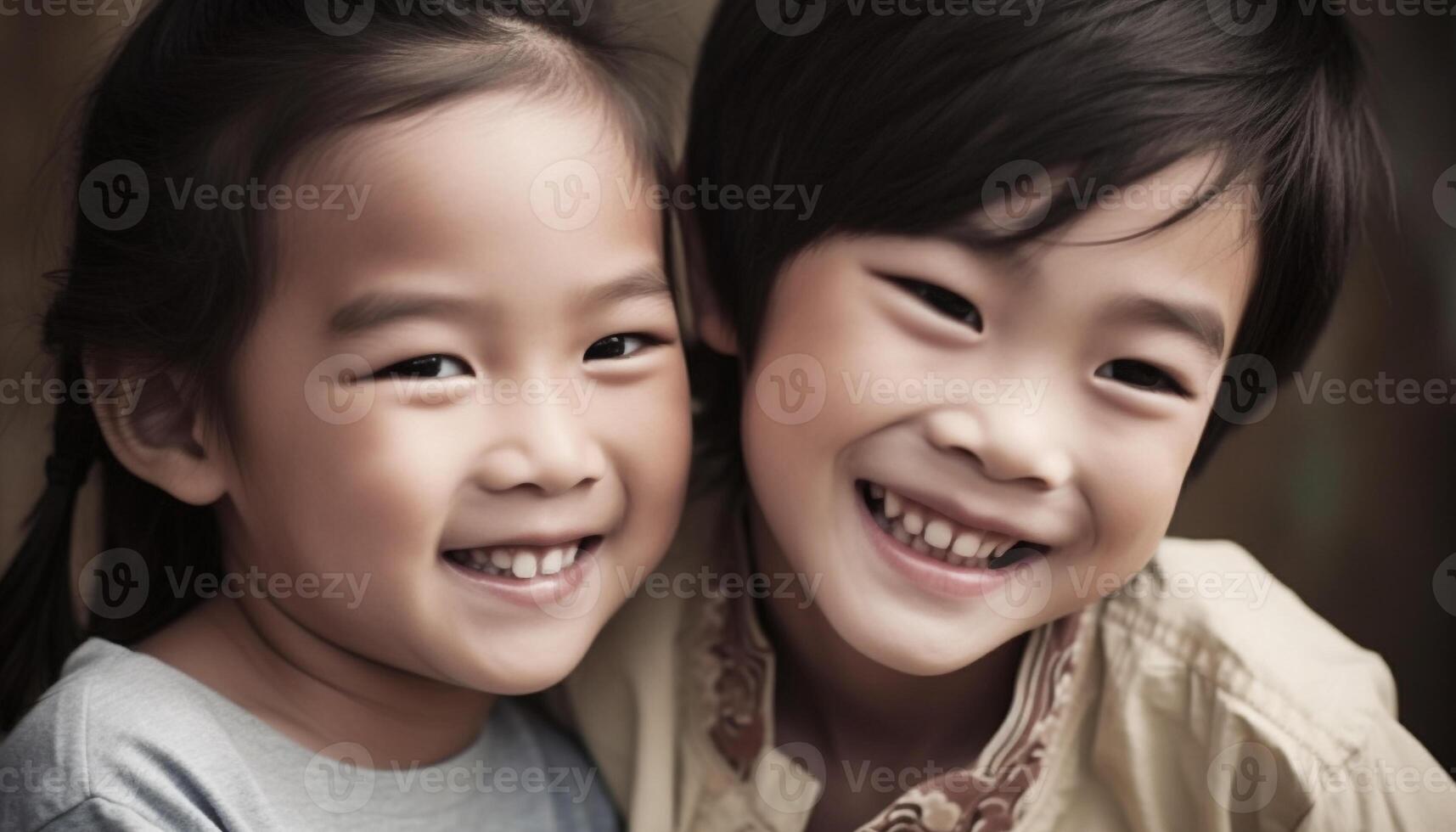 irmão amor, brincalhão risada, e união dentro Pequim retrato gerado de ai foto
