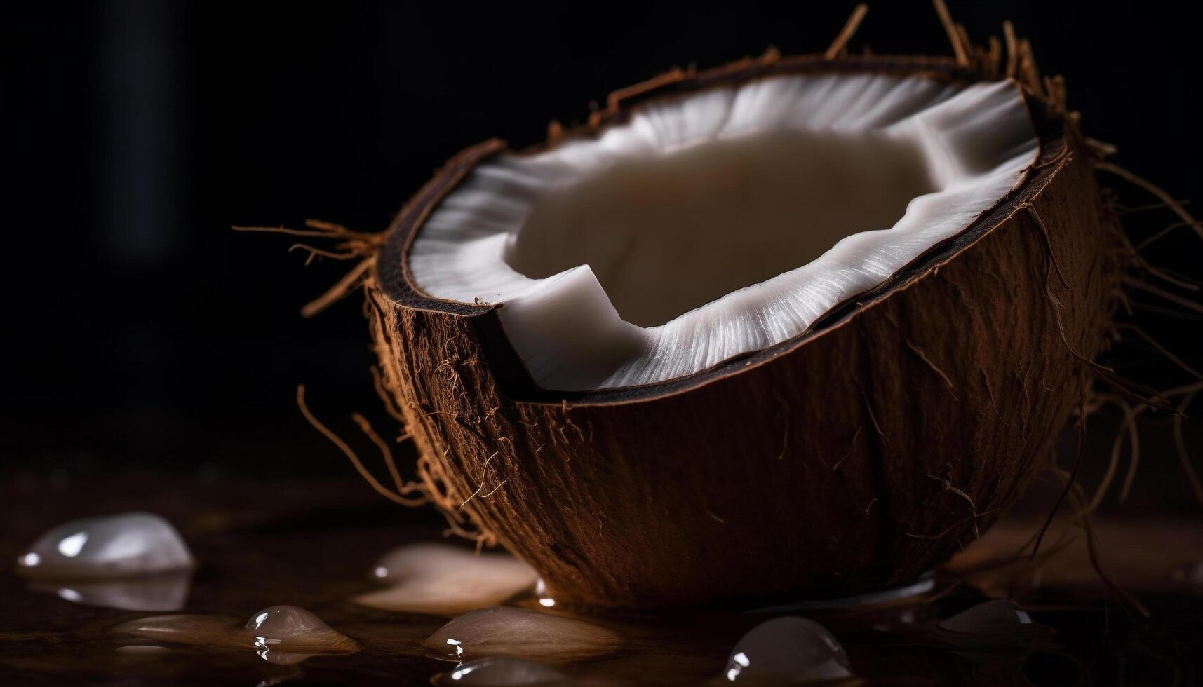maduro coco casca, difícil e peludo, uma saudável tropical ingrediente gerado de ai foto