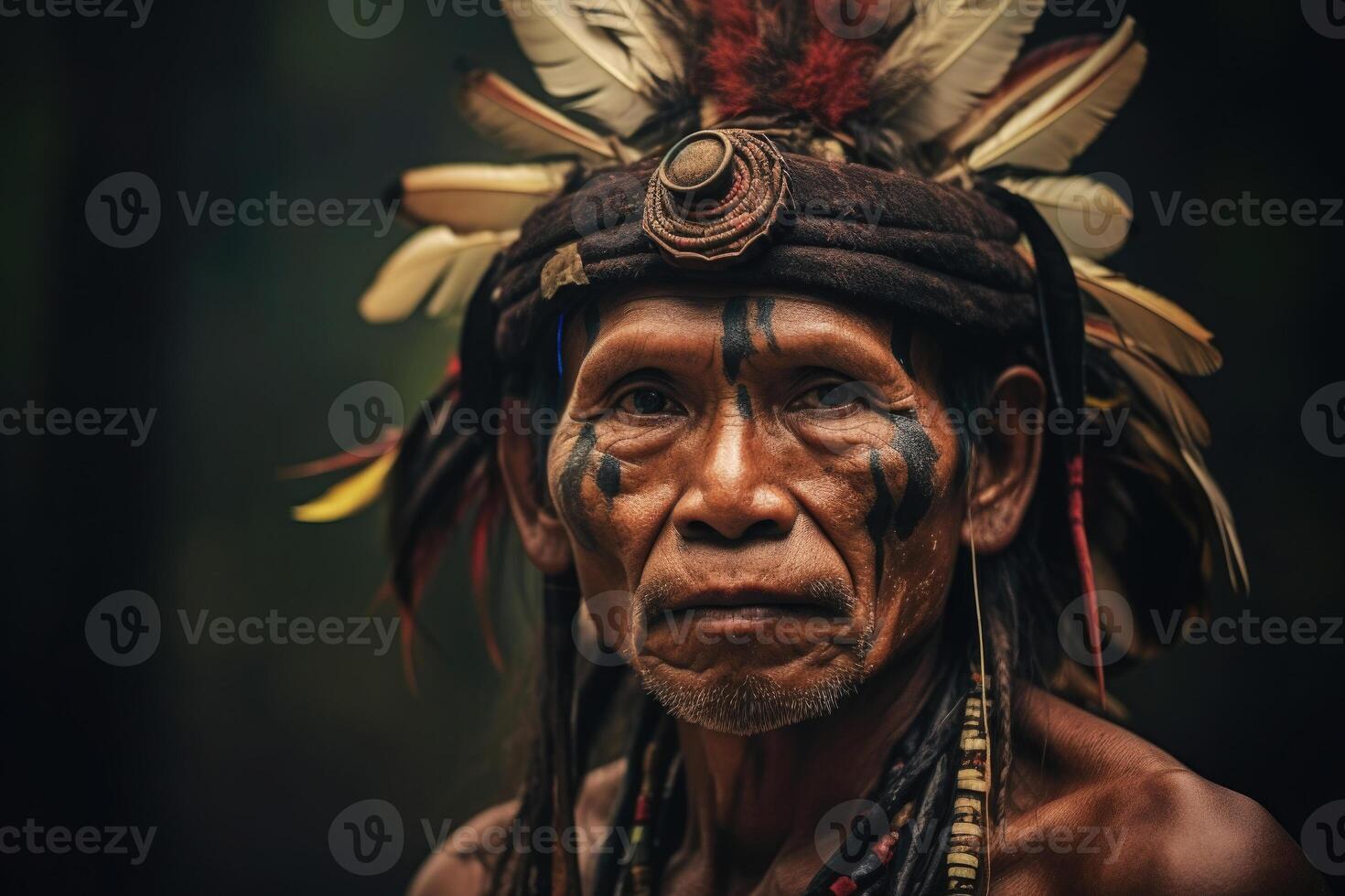 retrato do indígena tribo cara. nativo americano pessoas. generativo ai foto