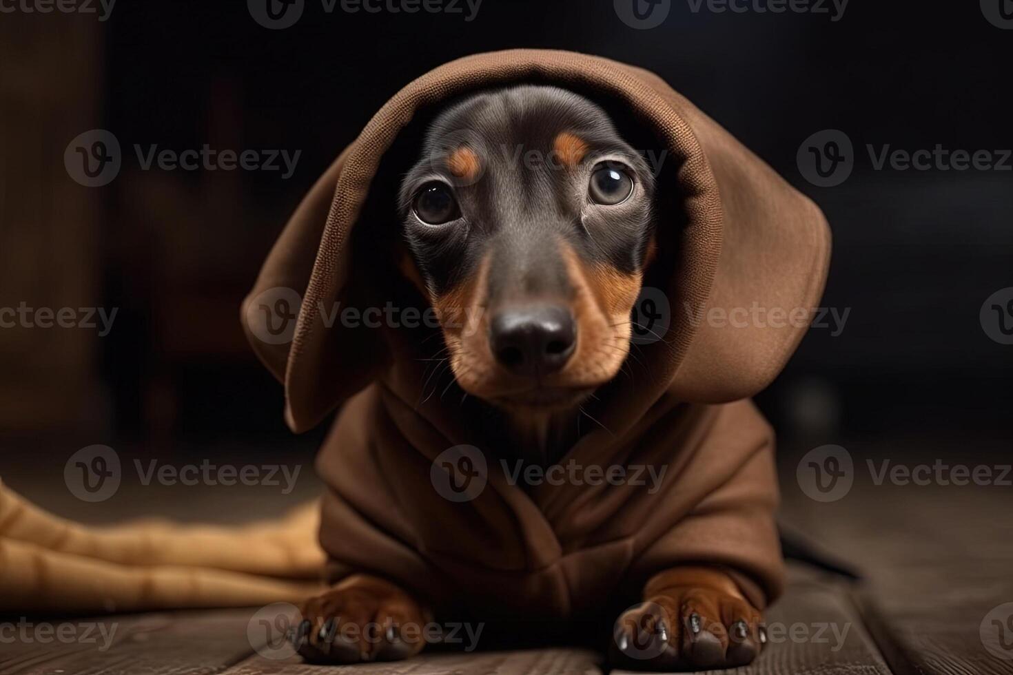 vestido fofa dachshund cachorro retrato olhando às você ilustração generativo ai foto