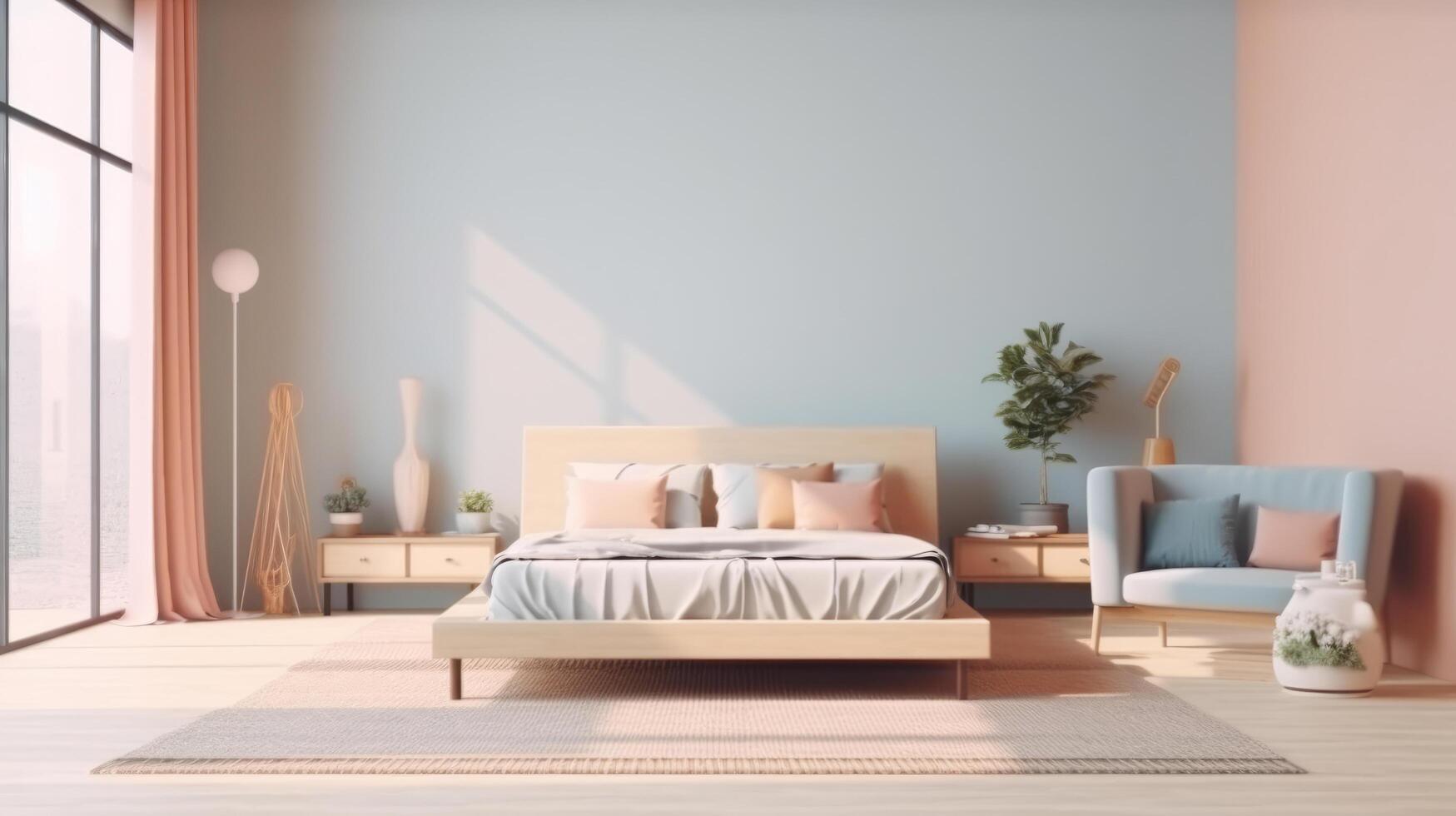 minimalista quarto dentro pastel cores. ilustração ai generativo foto