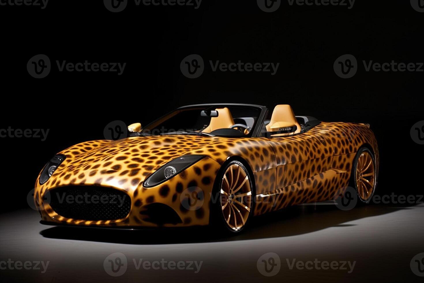 jaguar pele luxo futurista conversível esporte carro ilustração generativo ai foto