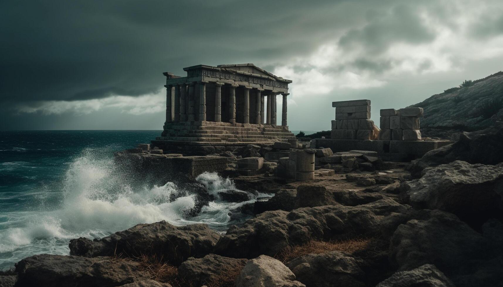 antigo ruínas do uma famoso lugar, arquitetura e história preservado gerado de ai foto