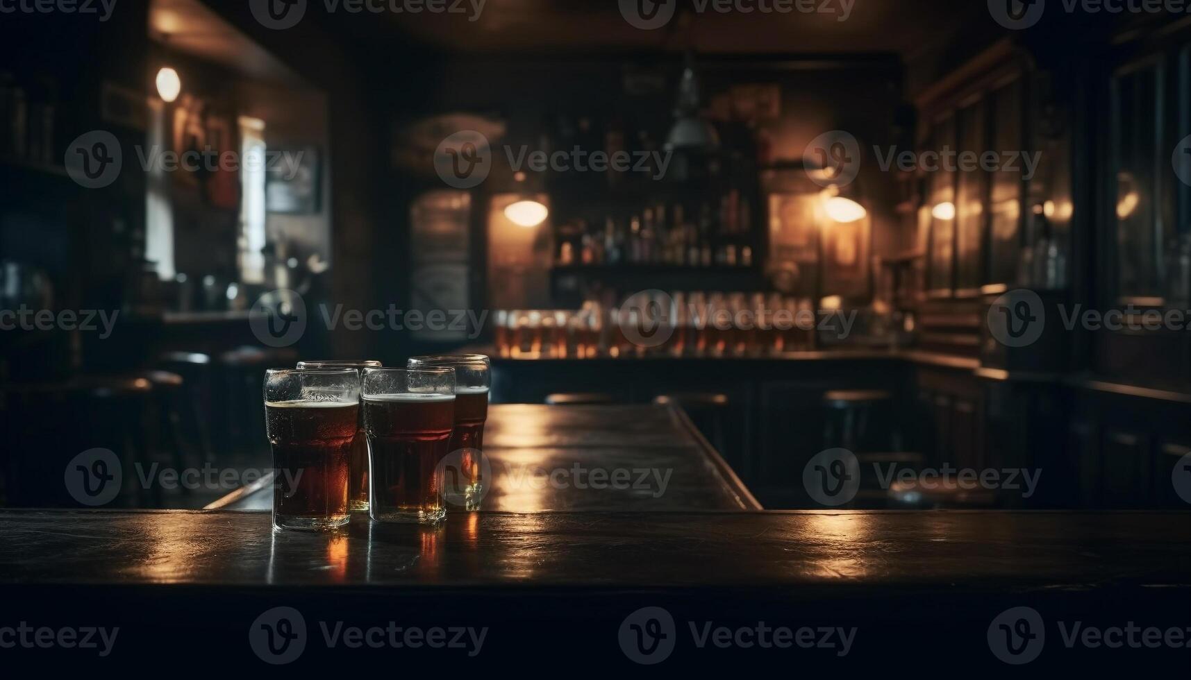 rústico elegância às a Barra uísque, coquetéis, e Cerveja refresco gerado de ai foto