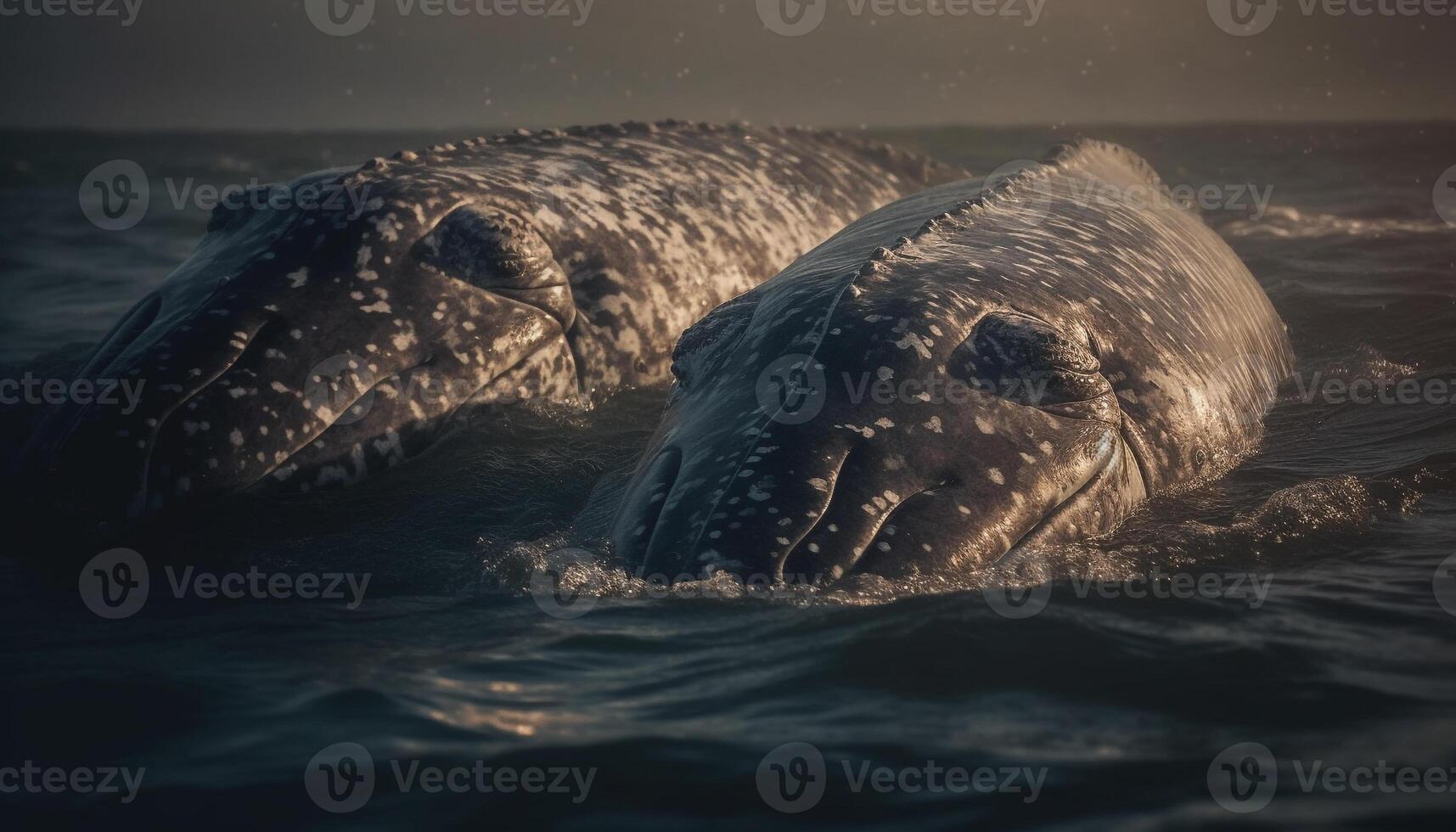 majestoso corcunda baleia nada dentro tranquilo ártico águas às crepúsculo gerado de ai foto