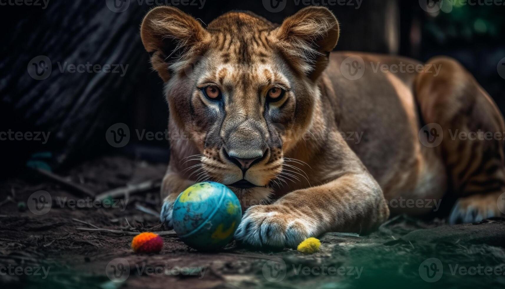 ameaçadas de extinção tigre se escondendo dentro grama, brincalhão e fofa retrato gerado de ai foto