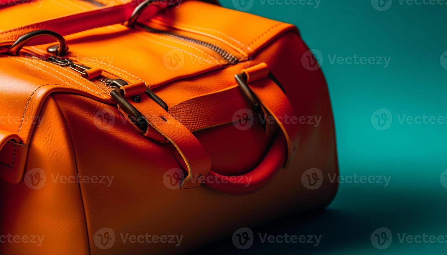 couro mochila com amarelo alça, perfeito para verão exploração gerado de ai foto