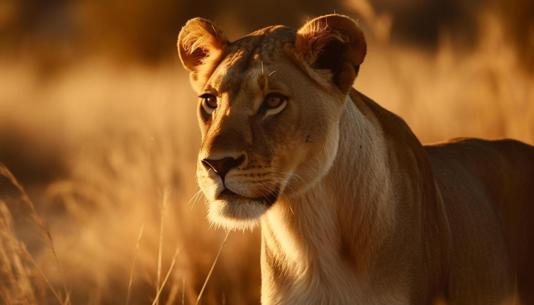 majestoso leoa dentro a savana, alerta e olhando às Câmera generativo ai foto