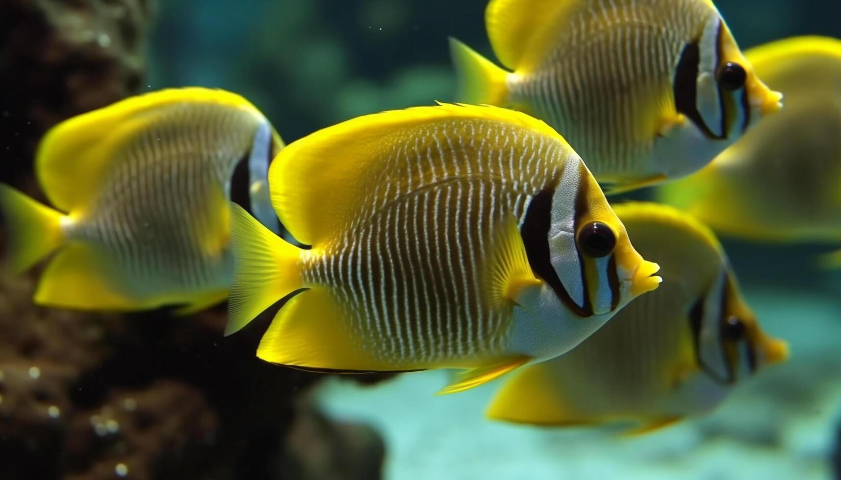 vibrante escola do palhaço peixe nadar dentro colorida coral recife gerado de ai foto