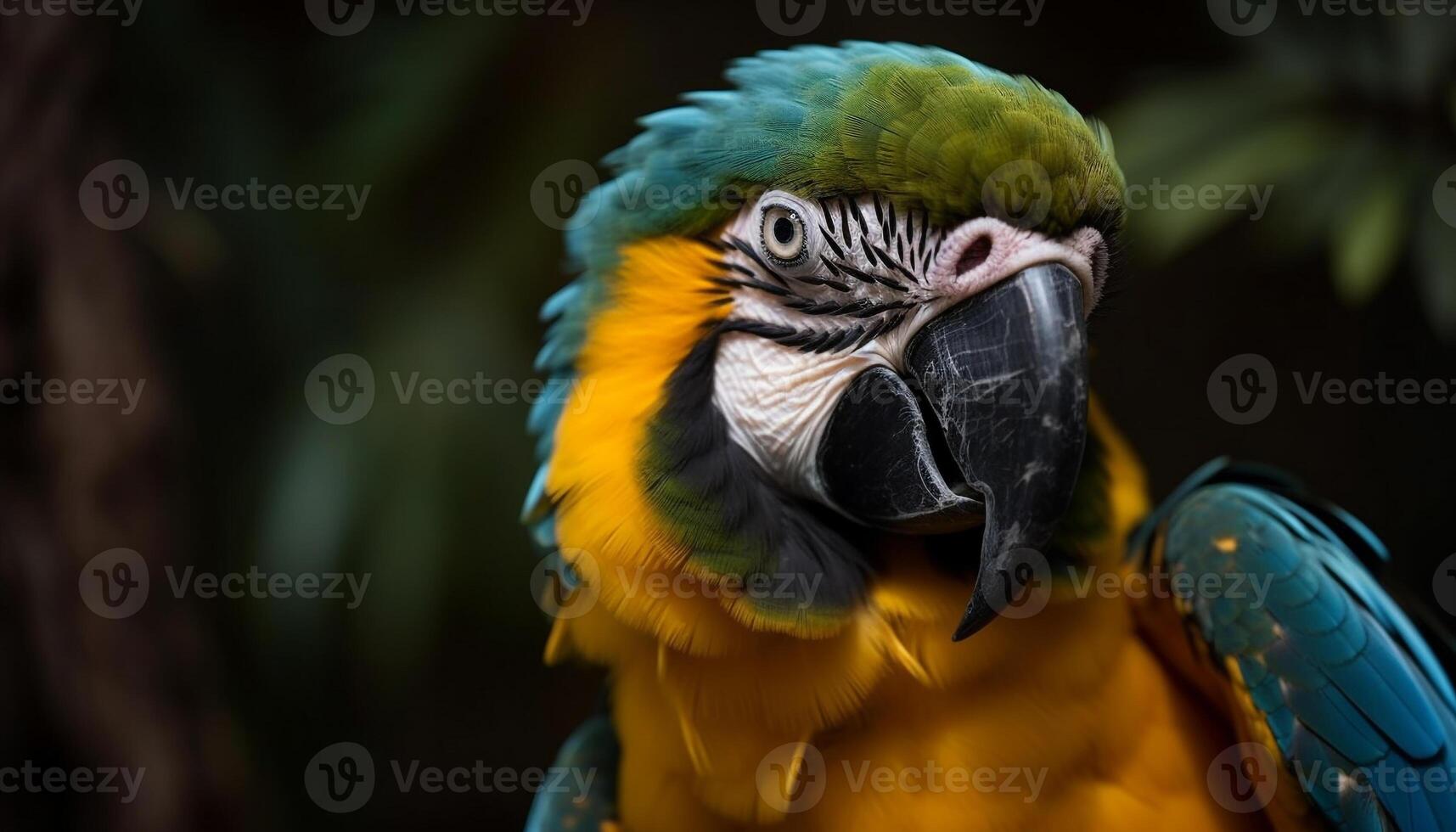 vibrante arara empoleirar-se em filial, beleza dentro tropical floresta tropical gerado de ai foto