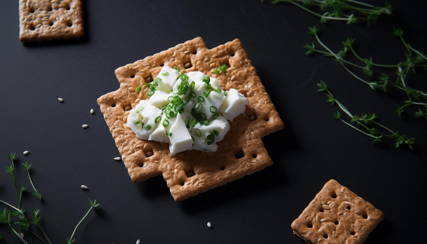 recentemente cozido caseiro biscoitos em uma rústico de madeira prato gerado de ai foto