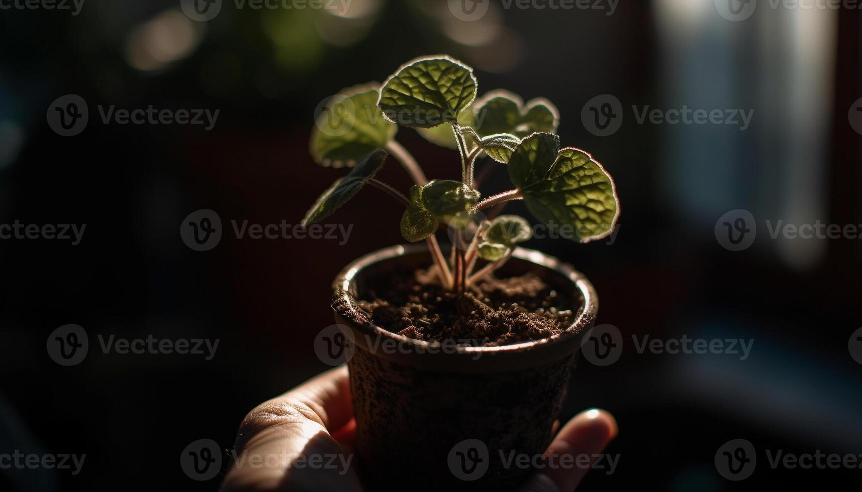 mão segurando fresco plantinha, simbolizando crescimento e Novo vida gerado de ai foto