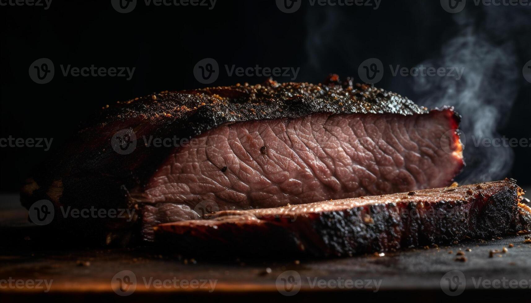 grelhado bife filé cozinhou cru, defumado com carvão e especiaria gerado de ai foto