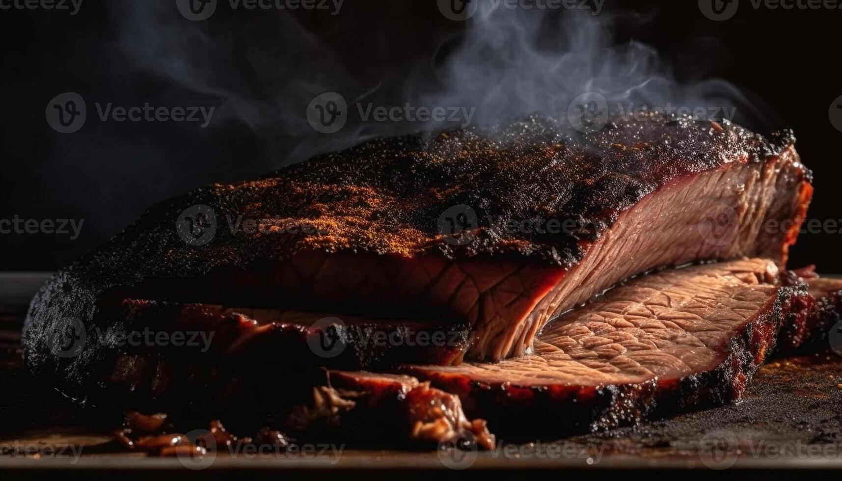 grelhado carne de porco bife, defumado e pronto para comer, uma gourmet refeição gerado de ai foto