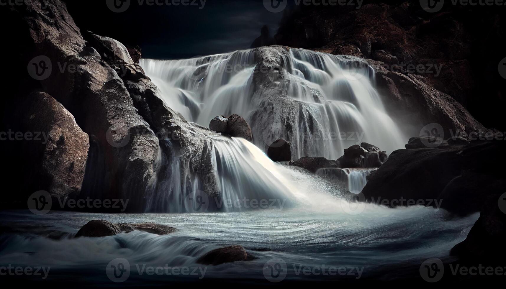 natureza beleza dentro água, pedra, e panorama gerado de ai foto
