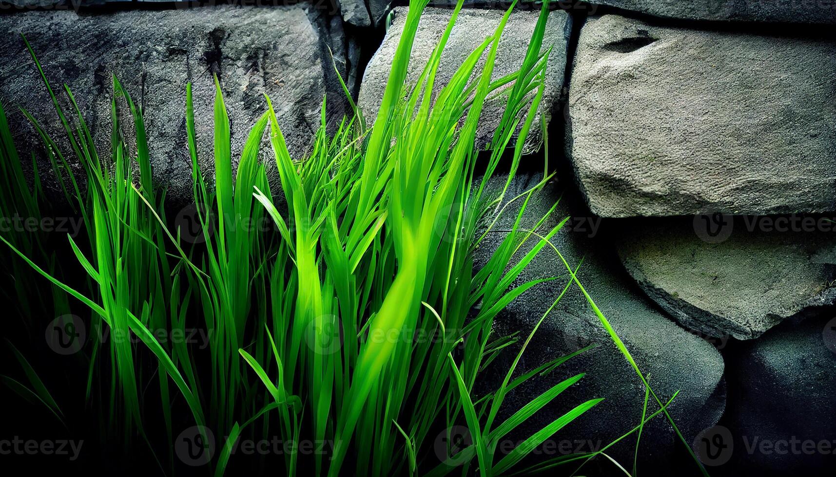 natureza crescimento em a velho tijolo parede , generativo ai foto