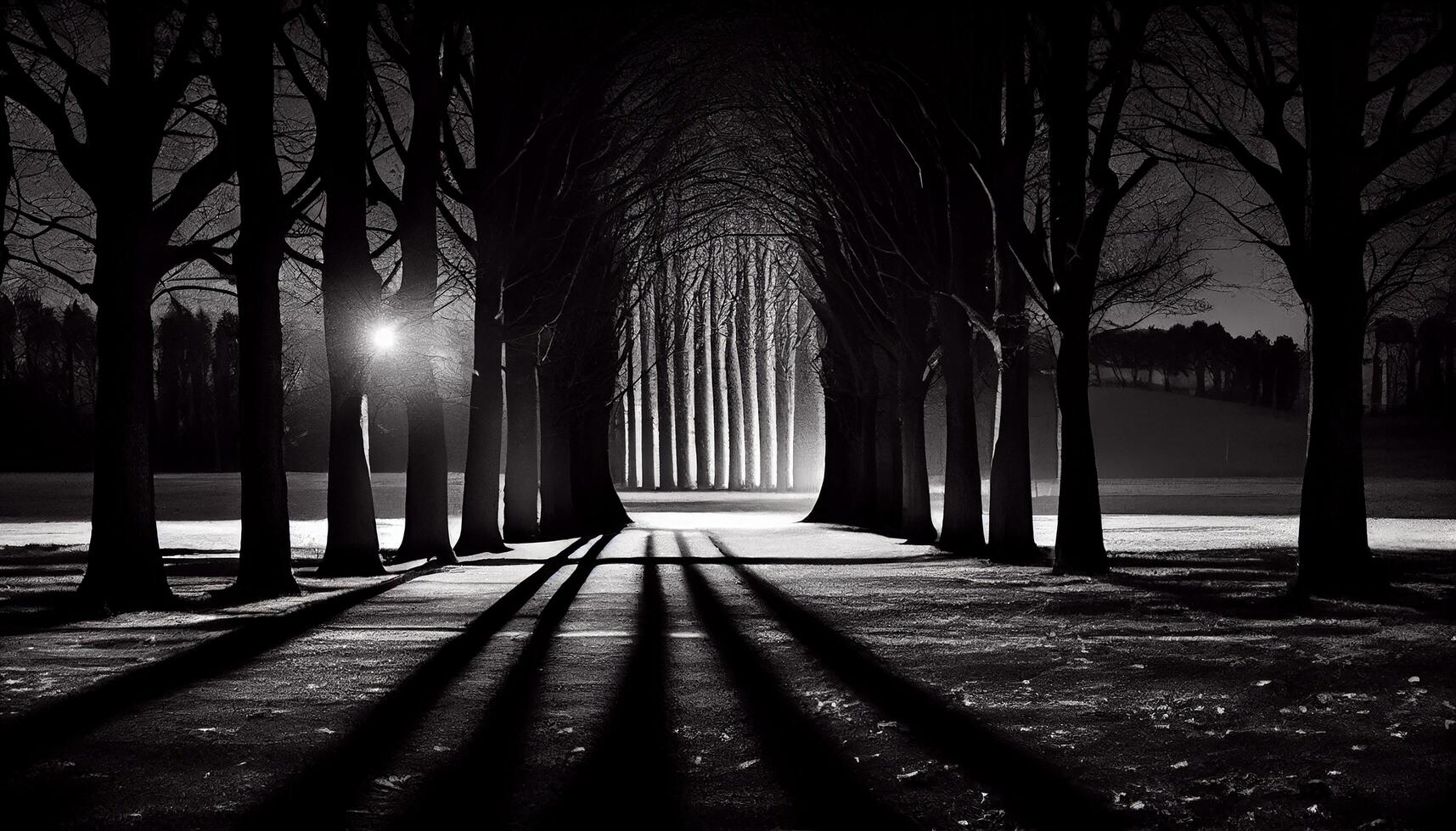 assustador floresta panorama às noite velho silhueta ramo , generativo ai foto