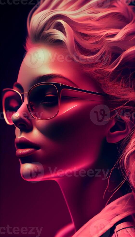 beleza dentro oculos de sol moda modelo sensual retrato , generativo ai foto