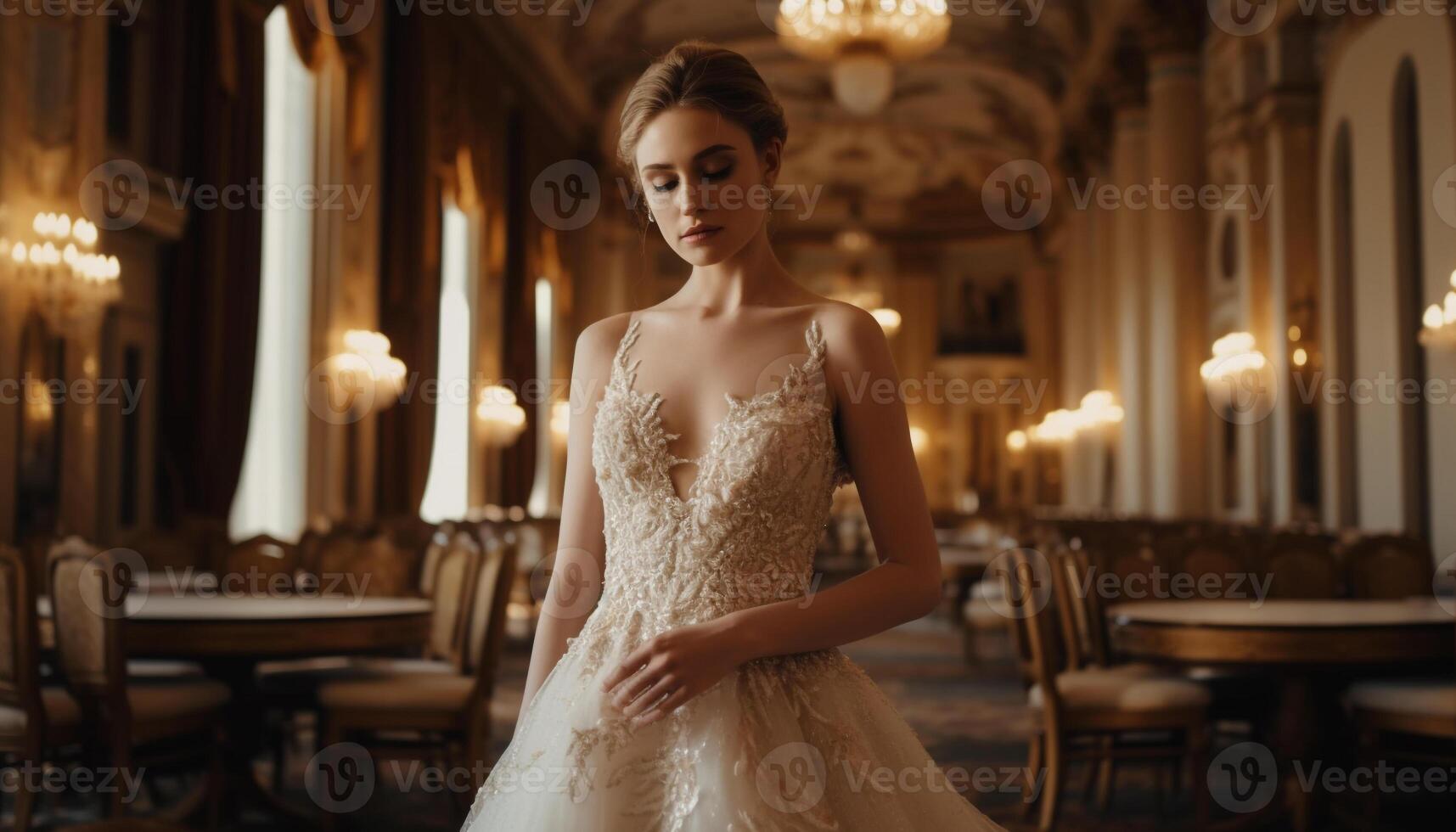 uma lindo noiva dentro elegante Casamento vestir gerado de ai foto