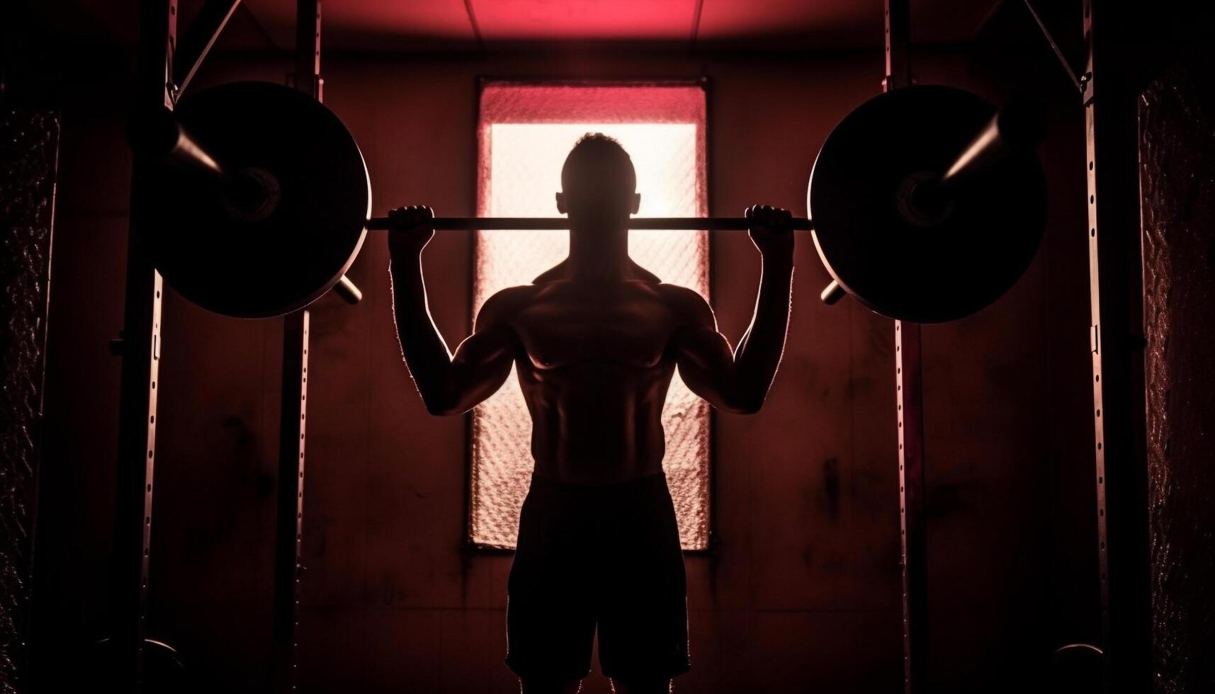 muscular homem elevadores pesos, melhora vitalidade gerado de ai foto