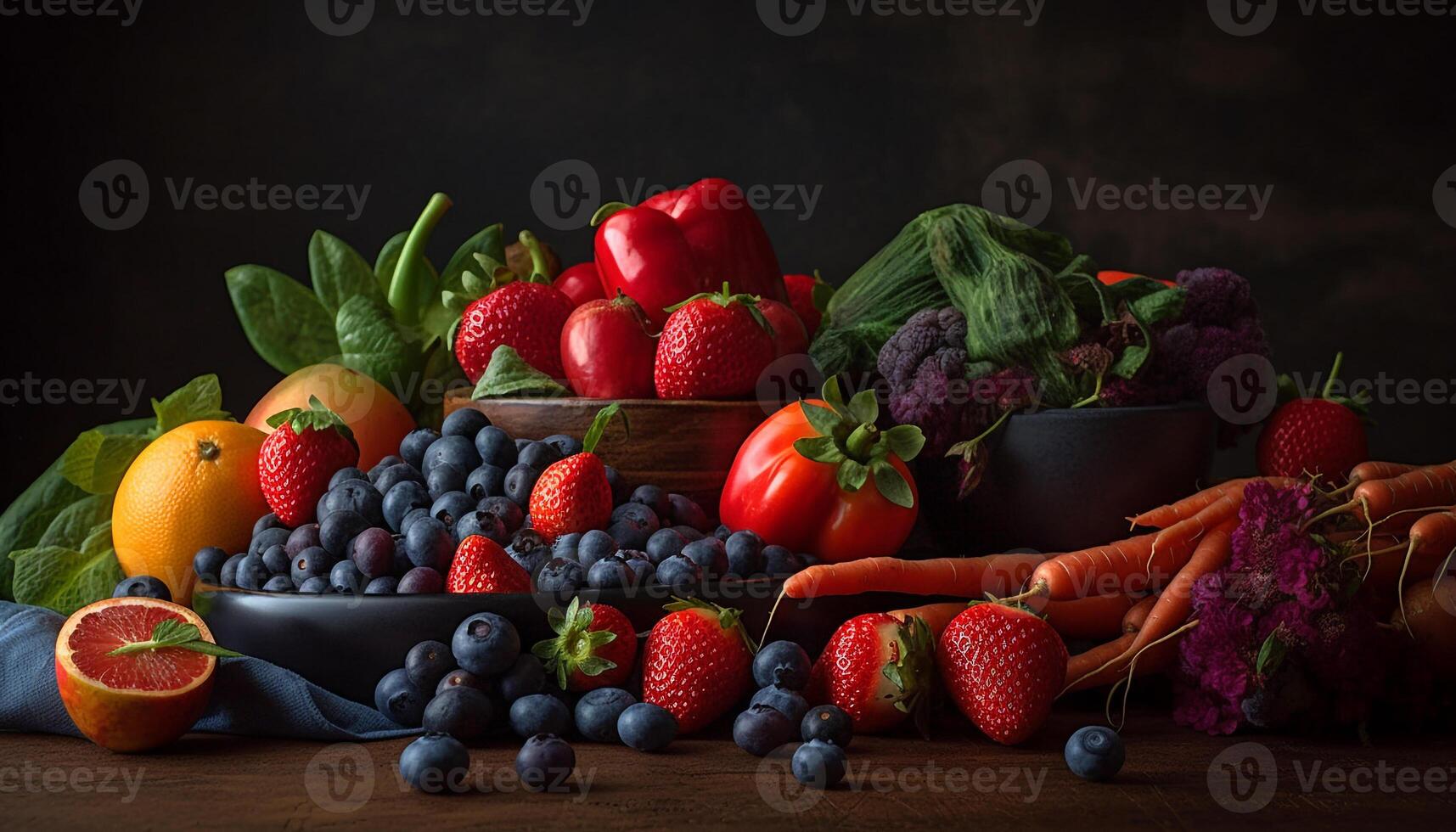 abundante tigela do fresco orgânico baga salada gerado de ai foto