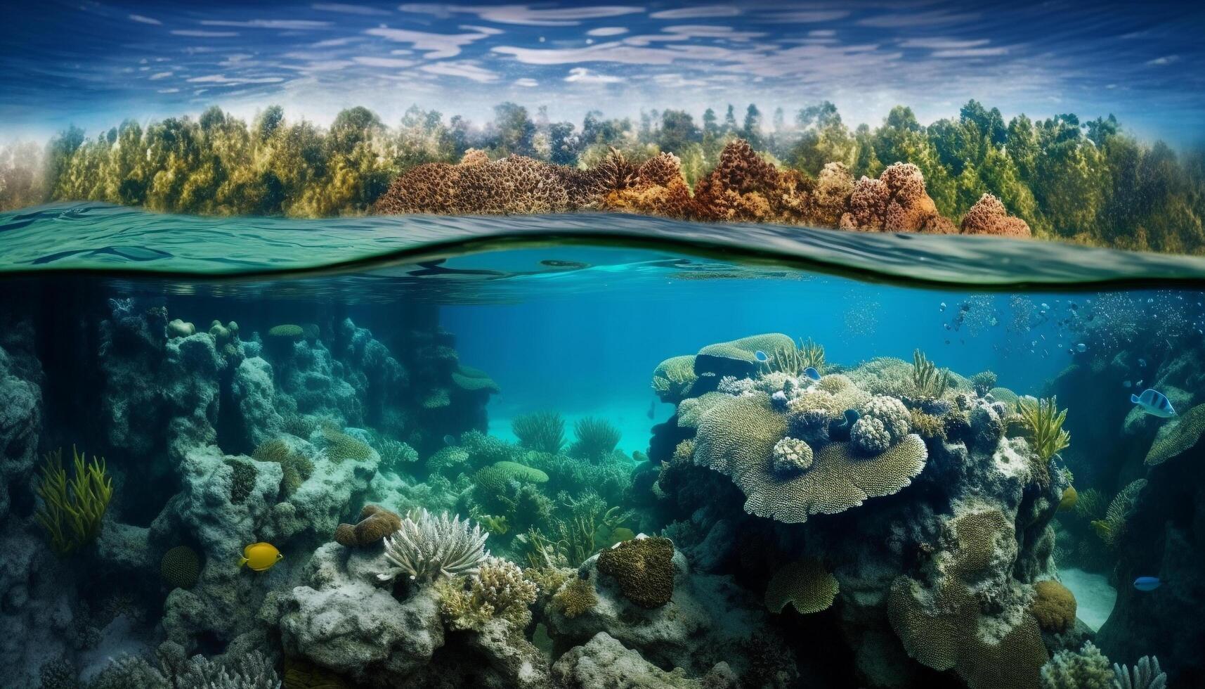 tropical clima revela beleza dentro embaixo da agua vida gerado de ai foto