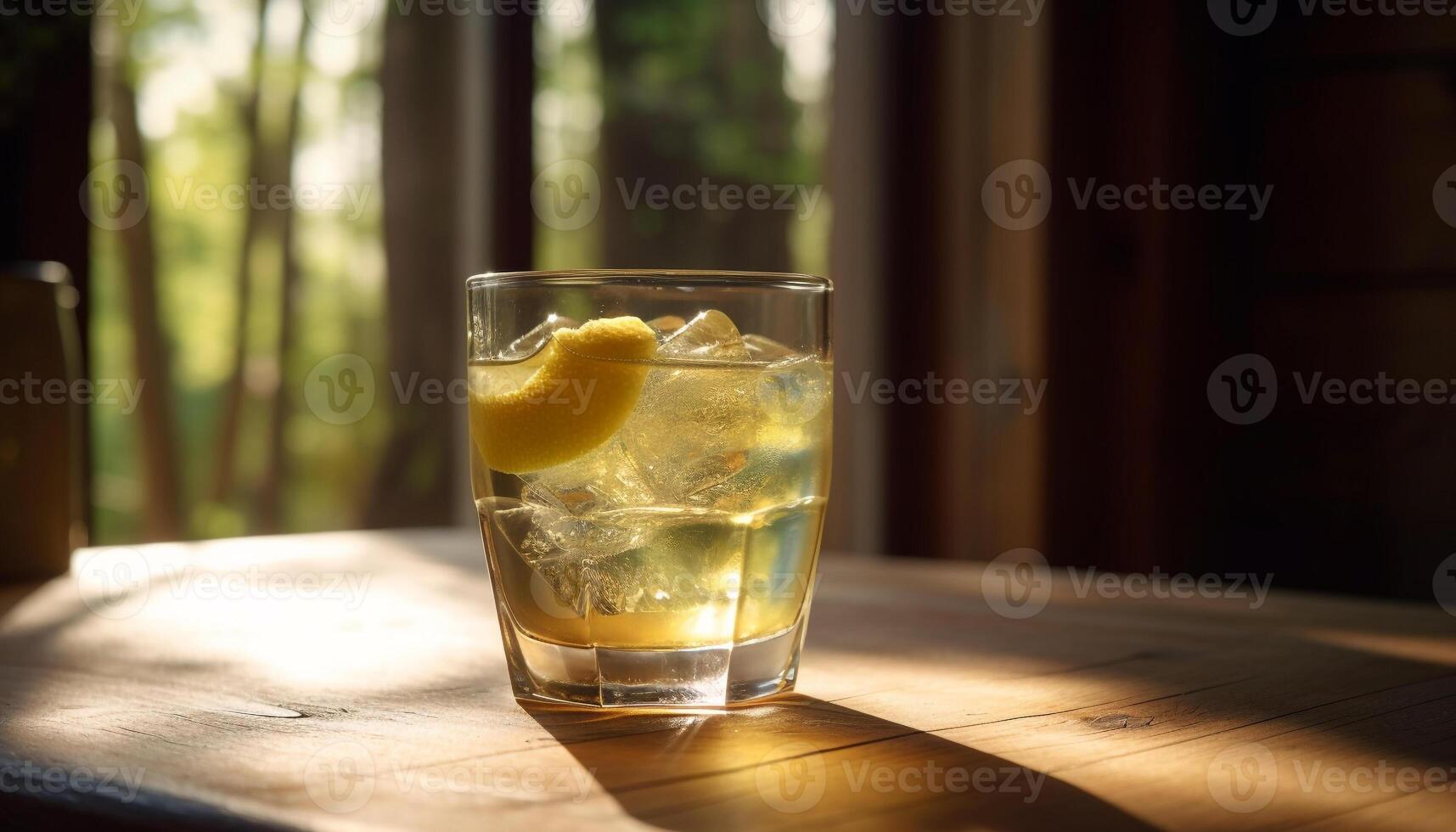 refrescante limonada e Lima Mojito debaixo Sol gerado de ai foto