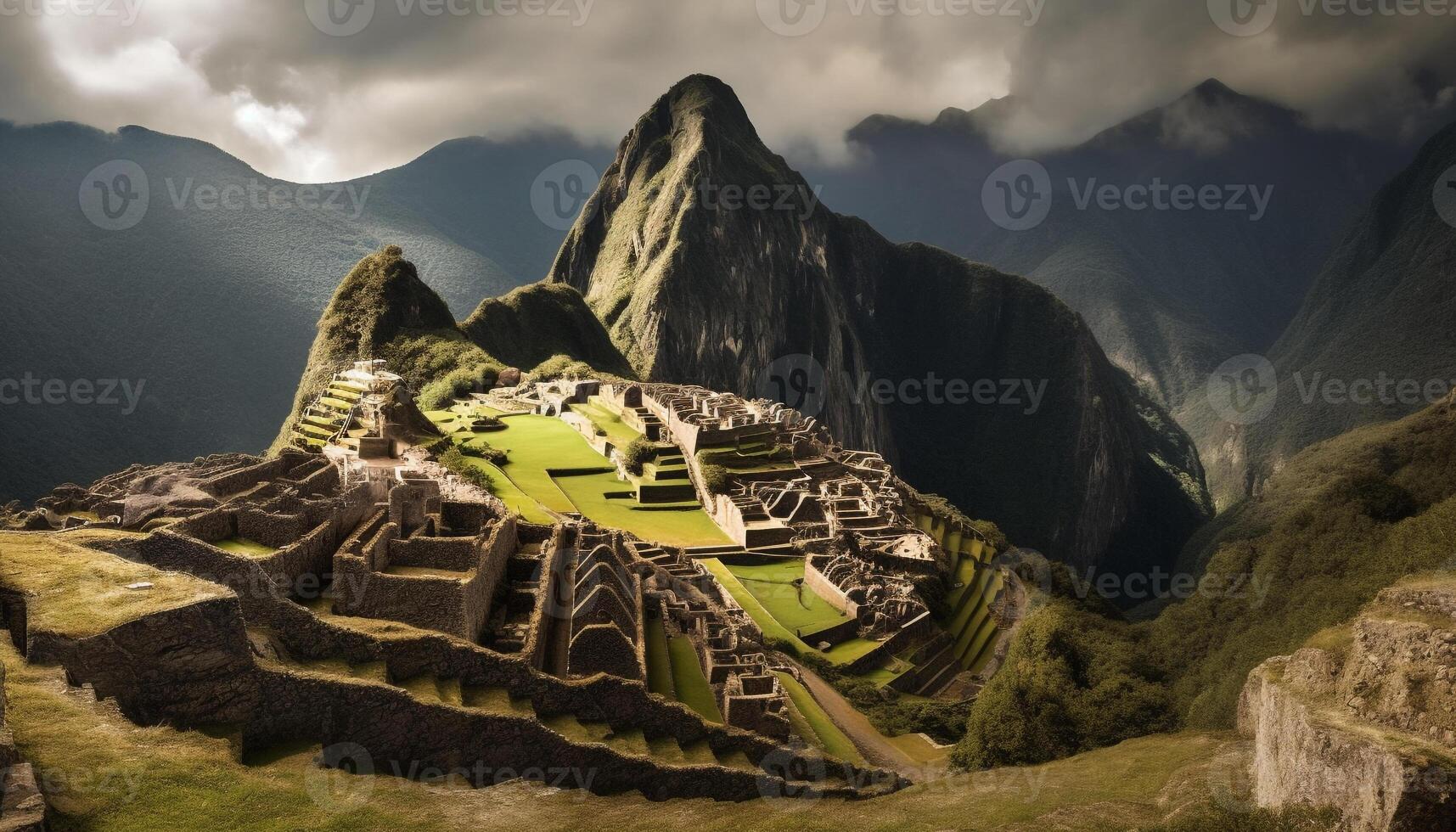 antigo civilização ruínas em montanha pico temor gerado de ai foto