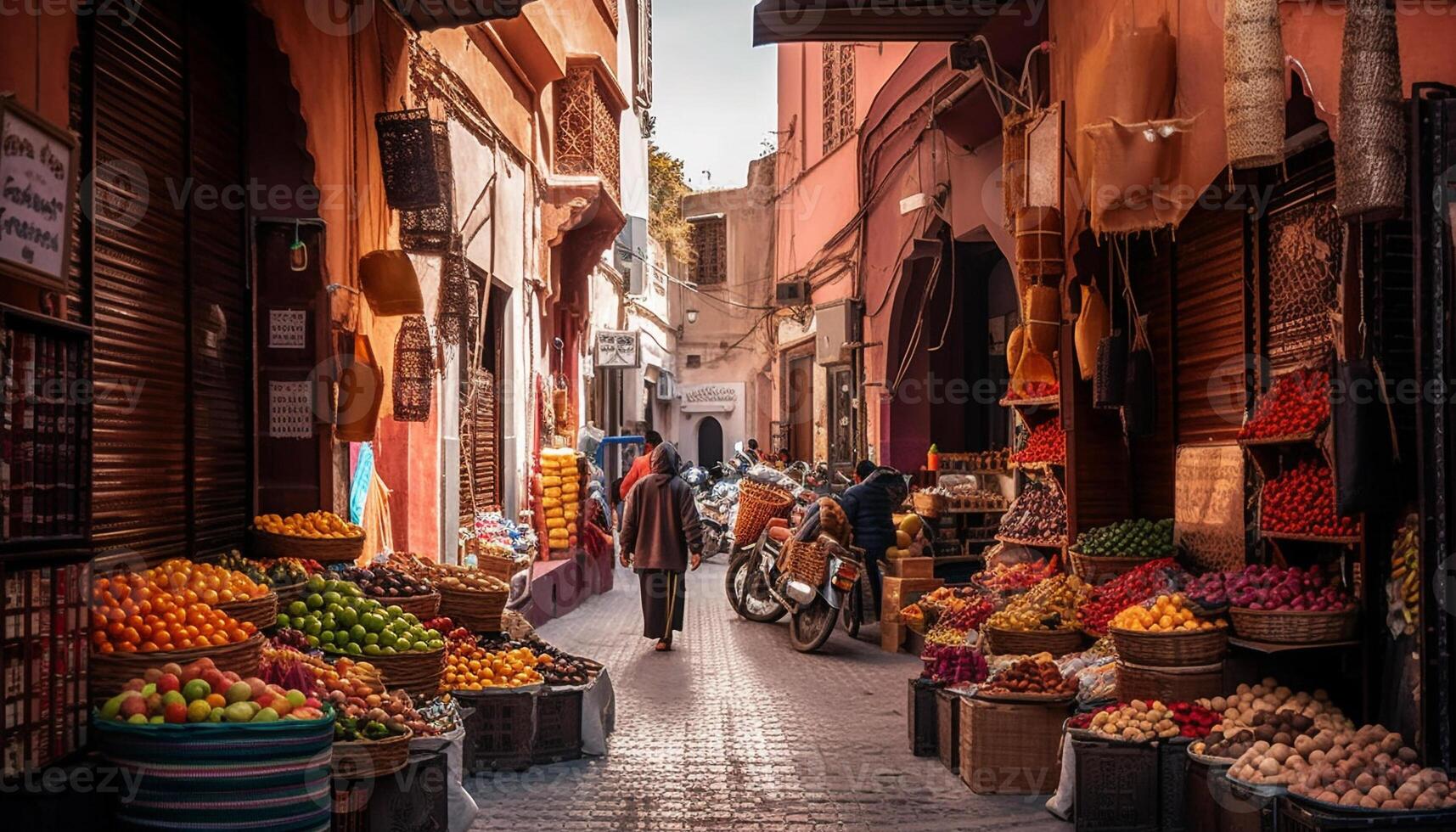 vibrante noite mercado cultural abundância dentro movimento gerado de ai foto