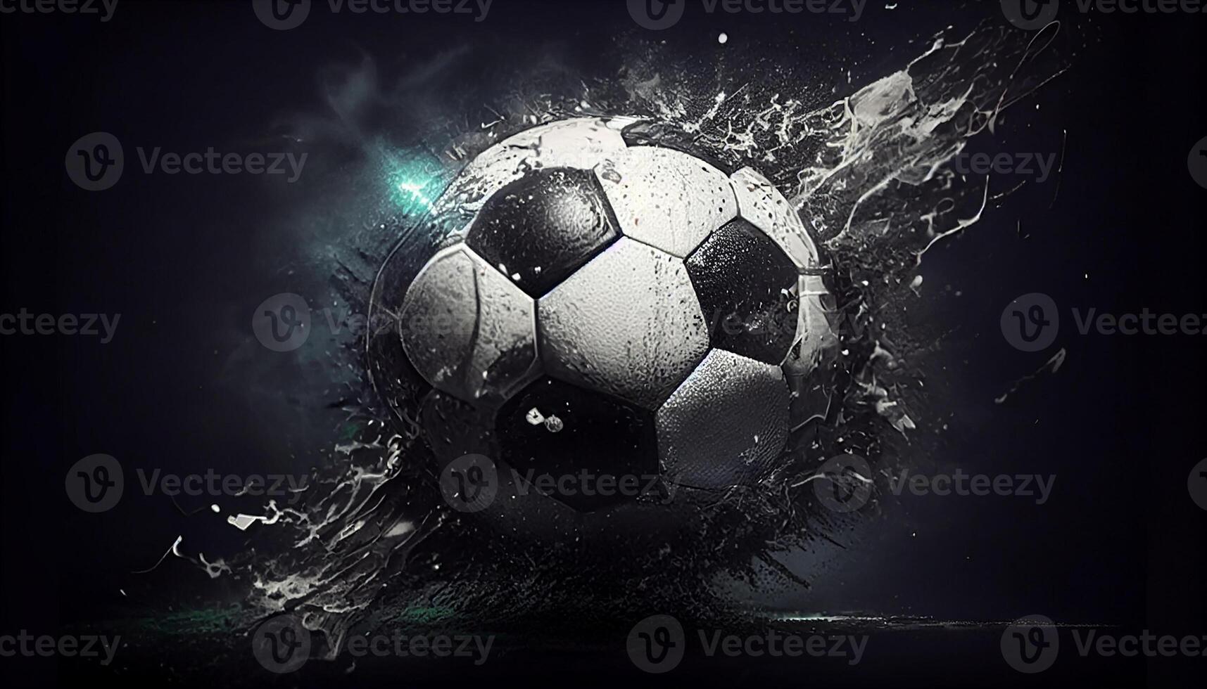 futebol bola chutando através fogosa abstrato ondas gerado de ai foto