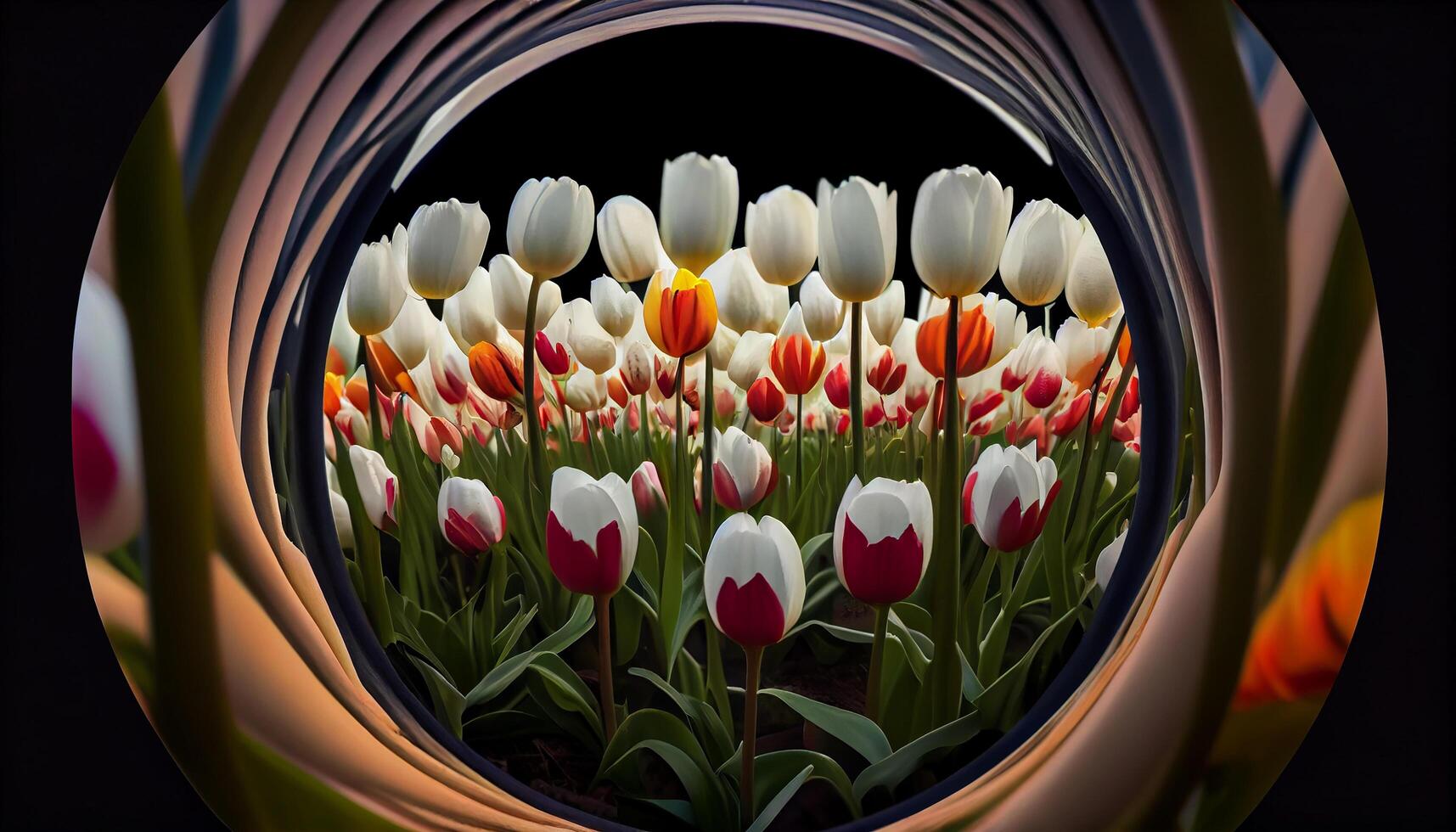 primavera tulipas flor dentro vibrante paisagem campestre beleza gerado de ai foto