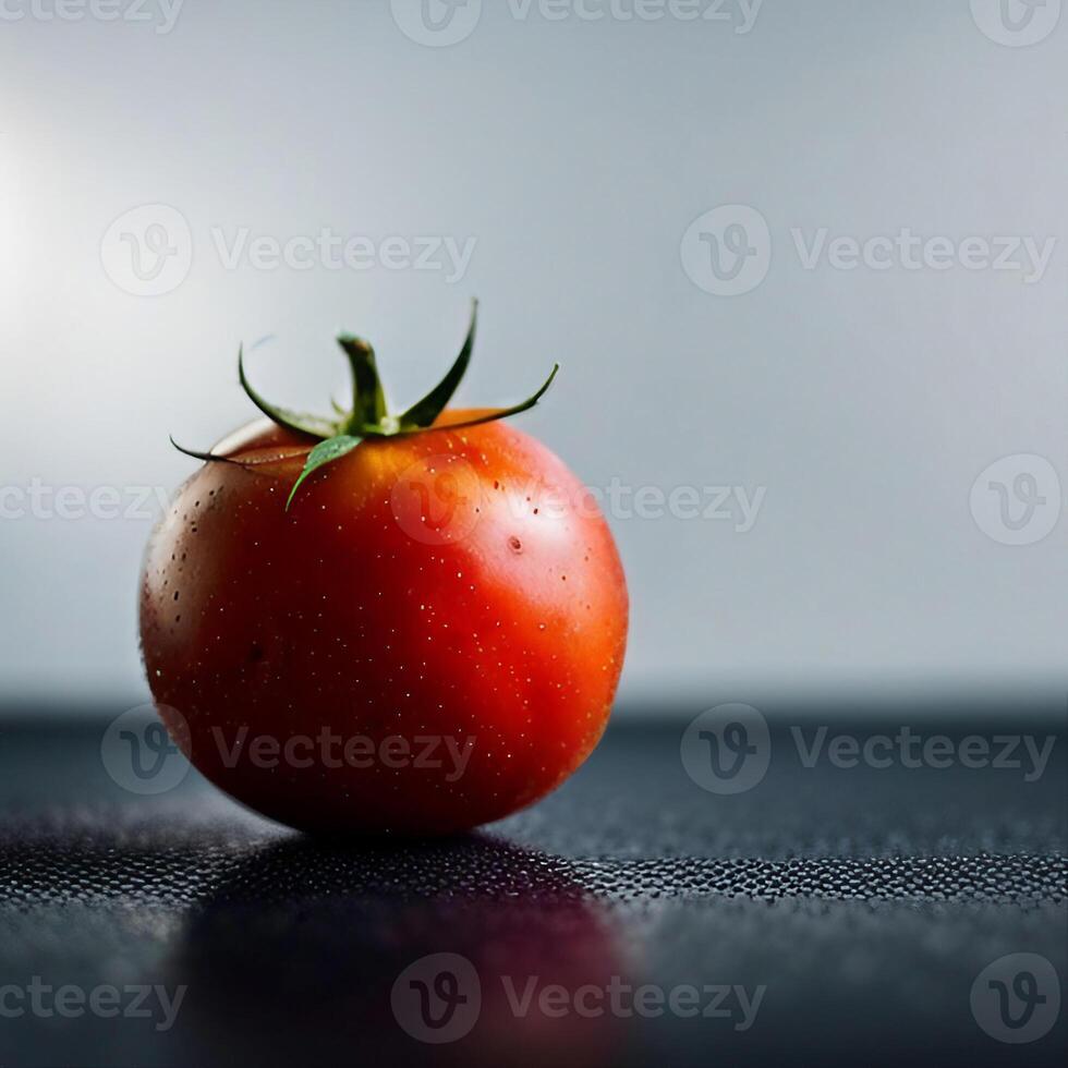 fechar acima do uma fresco tomate , criada com generativo ai tecnologia foto