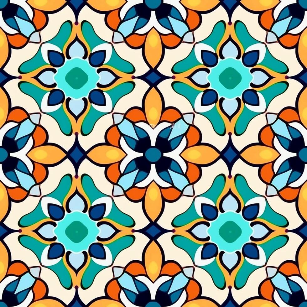 colorida islâmico padrão, islâmico padrão, islâmico textura, generativo ai foto