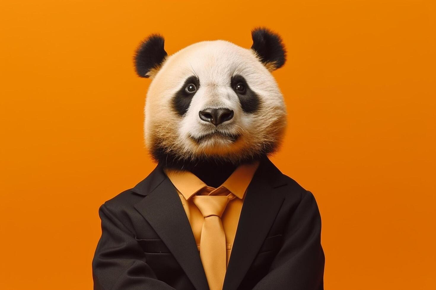 retrato do uma panda dentro uma homem de negocios terno em a isolado fundo generativo ai foto