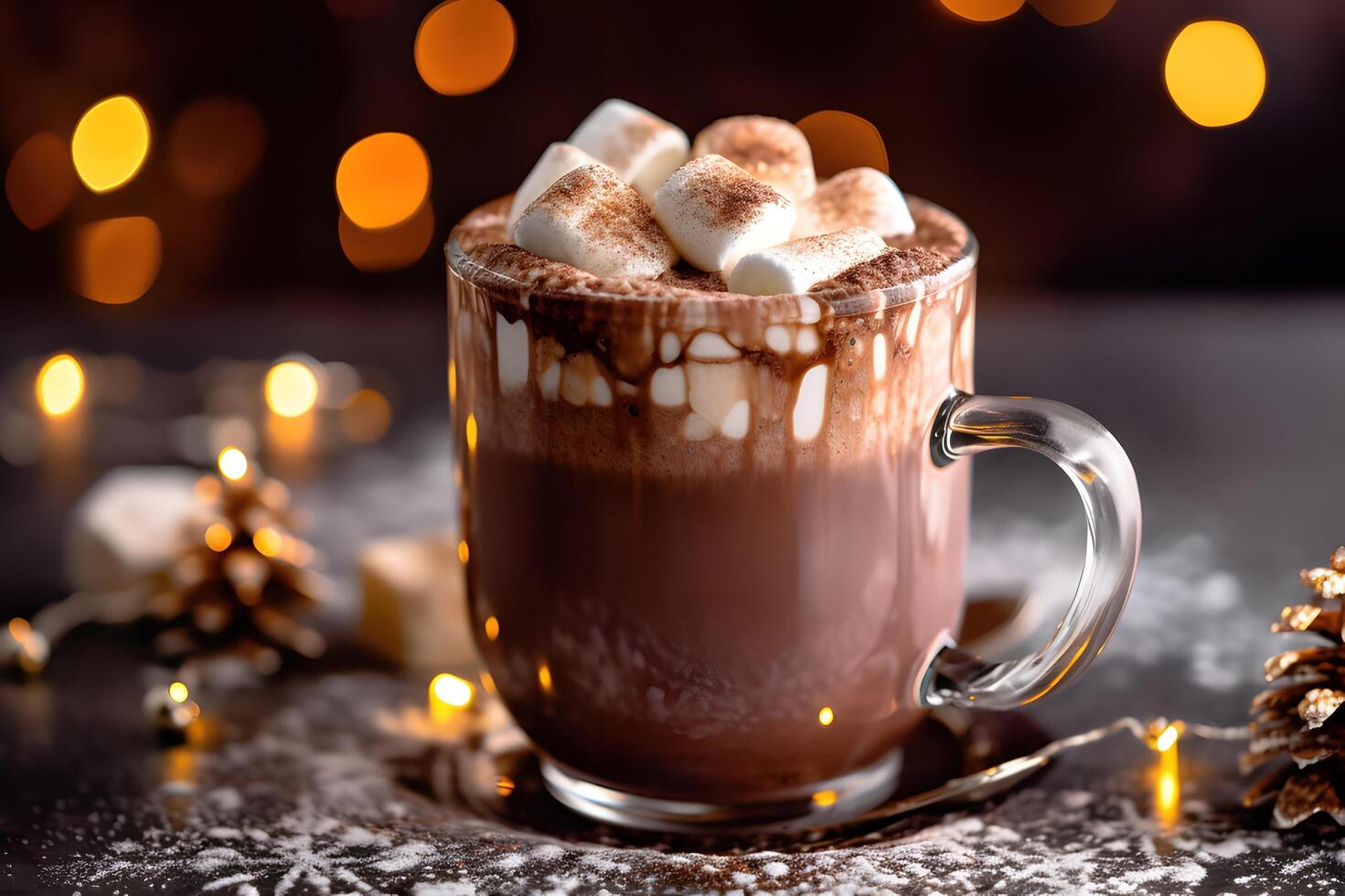 quente chocolate com marshmallows, generativo ai foto