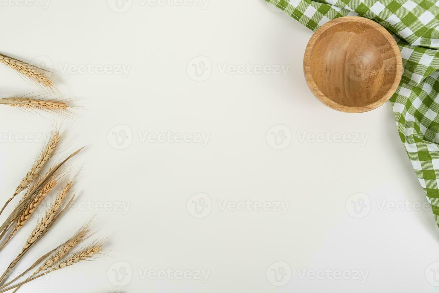 trigo em branco mesa fundo topo Visão foto