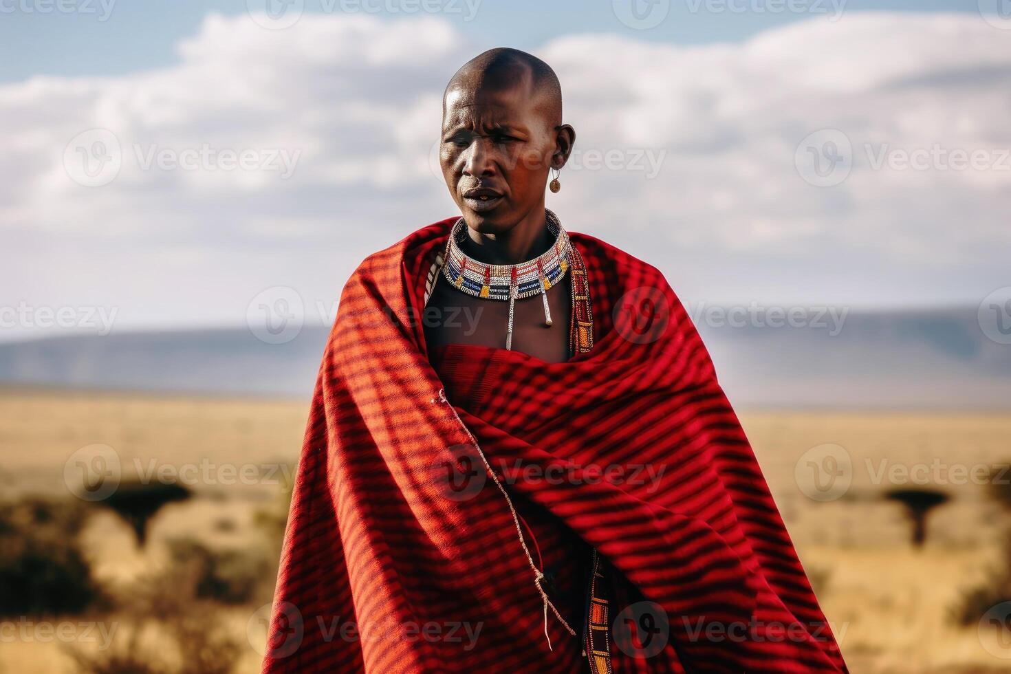 a africano masai dentro tradicional vestes criada com generativo ai tecnologia. foto