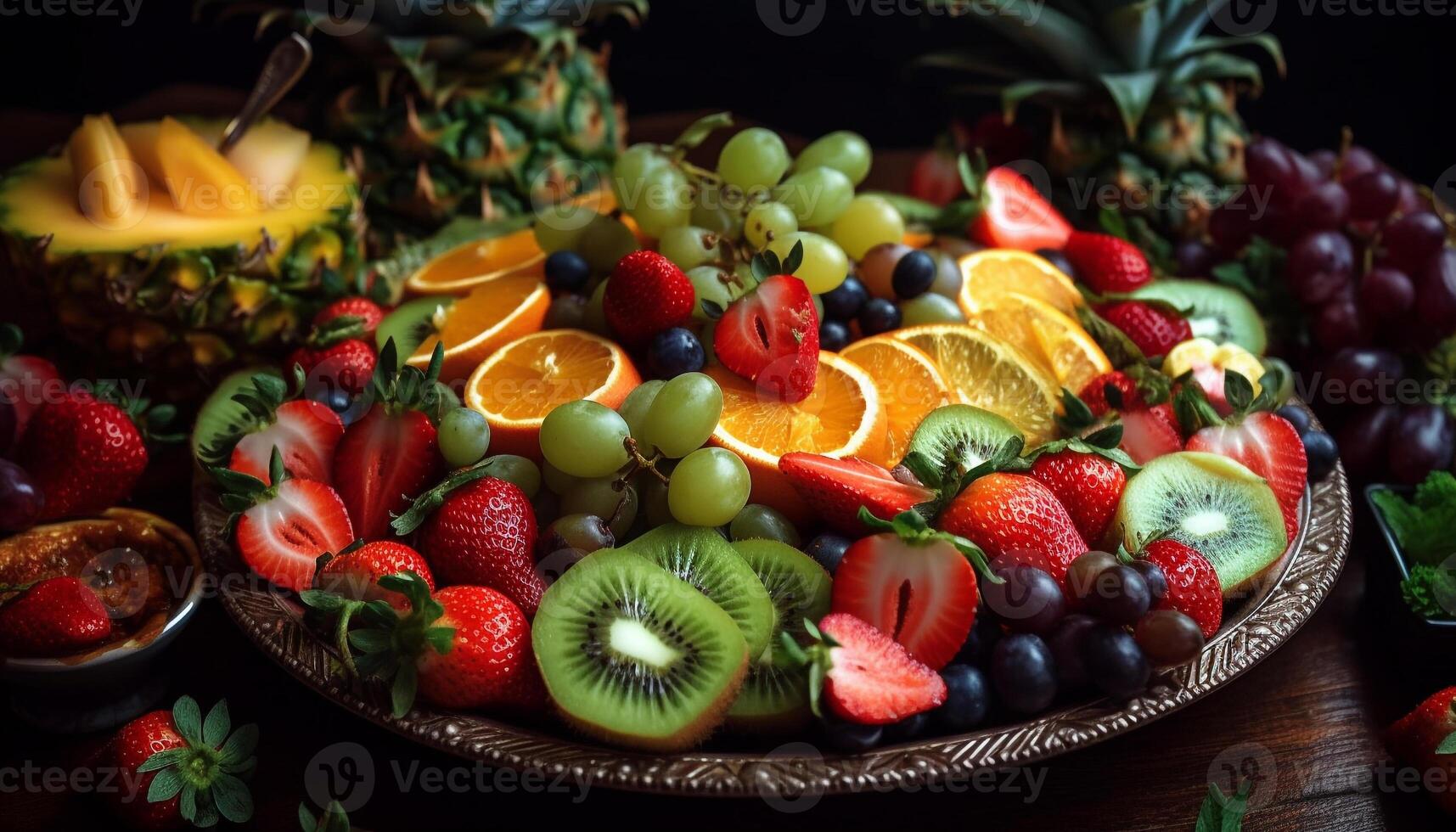 fruta salada uma saudável e colorida deleite gerado de ai foto