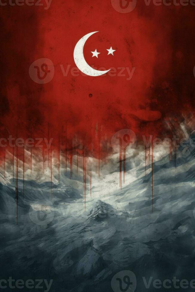 uma poster com turco bandeira. ilustração ai generativo foto