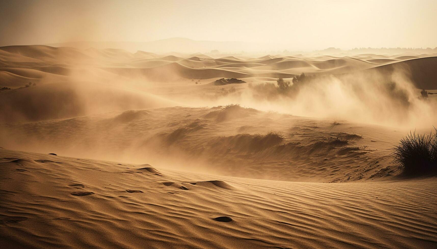 nascer do sol sobre areia dunas, tranquilo beleza dentro natureza gerado de ai foto