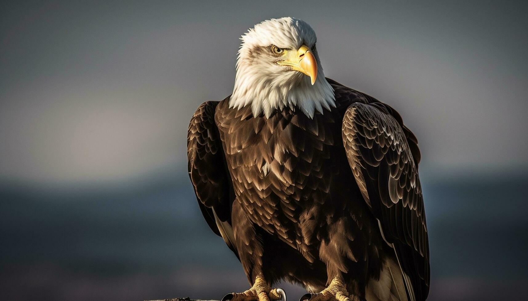 majestoso Careca Águia empoleirar-se em filial, olhando gerado de ai foto