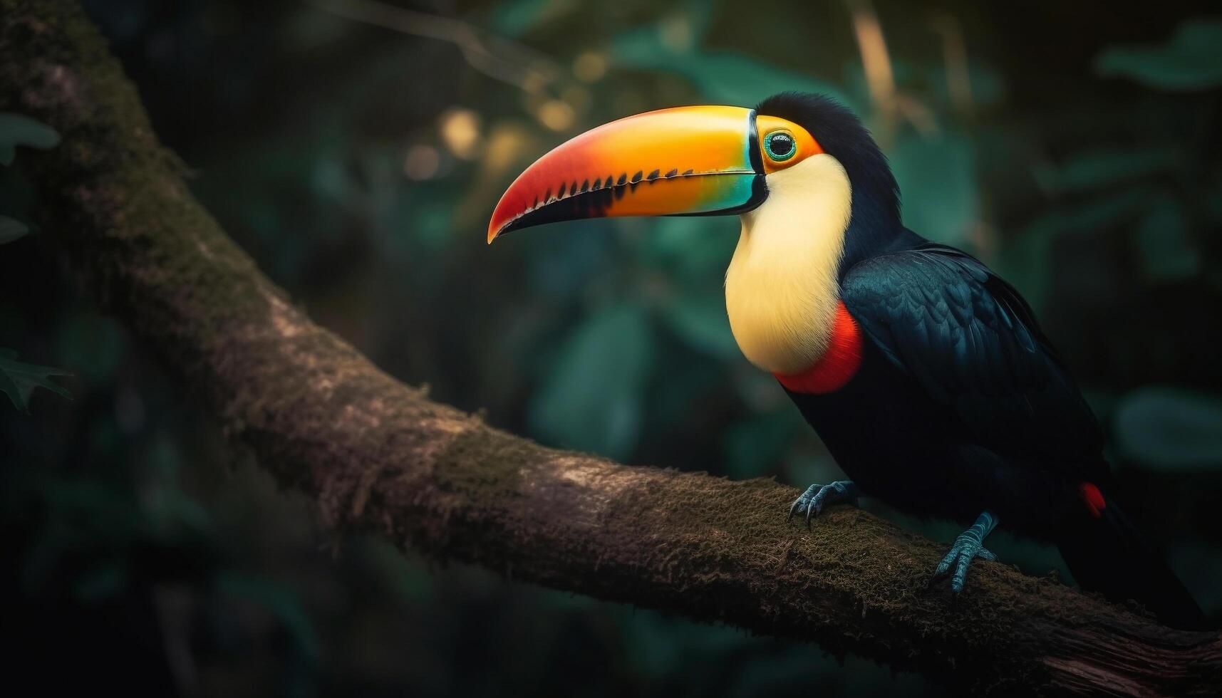 tropical tucano poleiros em ramo gerado de ai foto