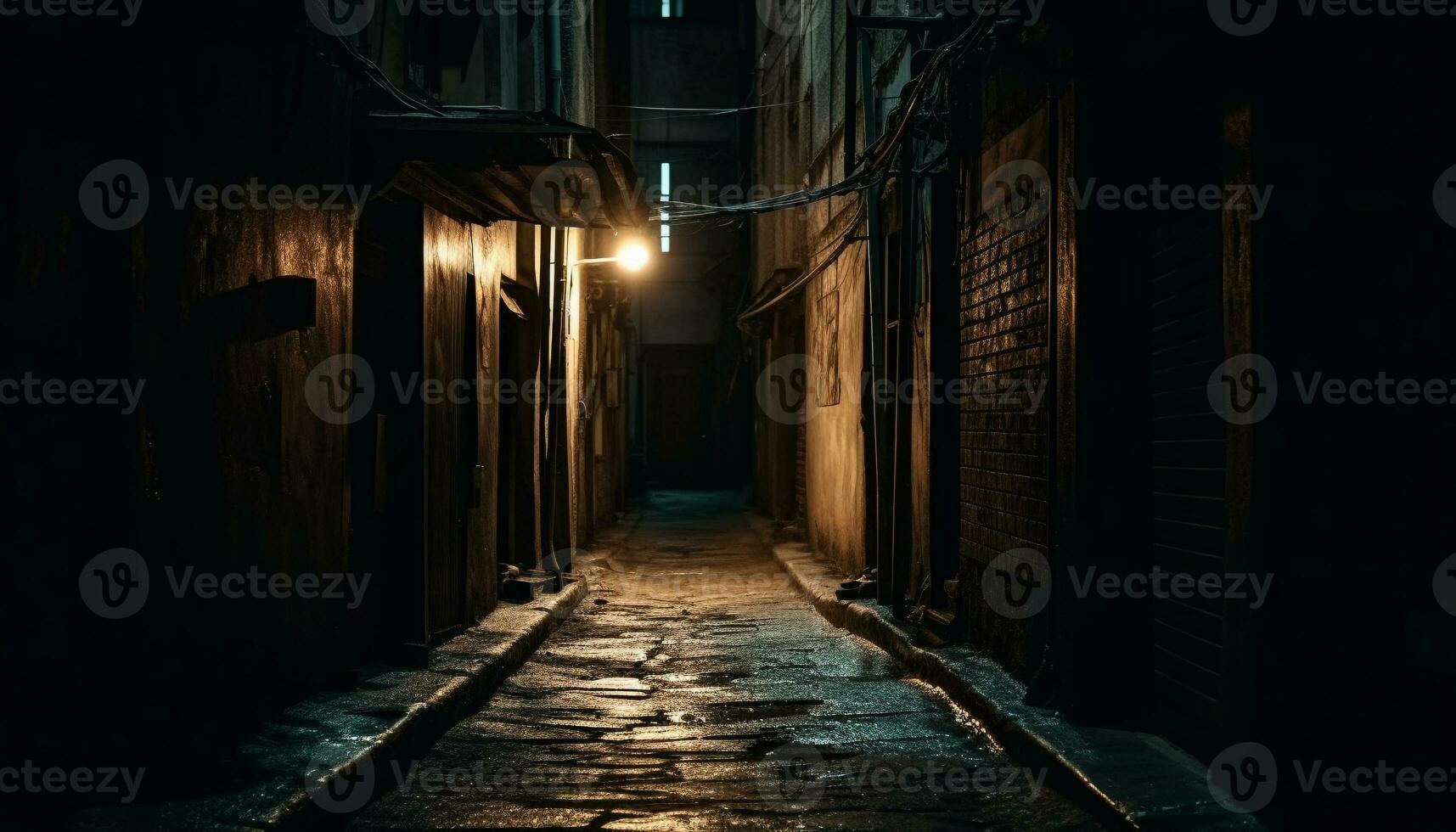 assustador velho prédio, abandonado lanterna ilumina mistério gerado de ai foto